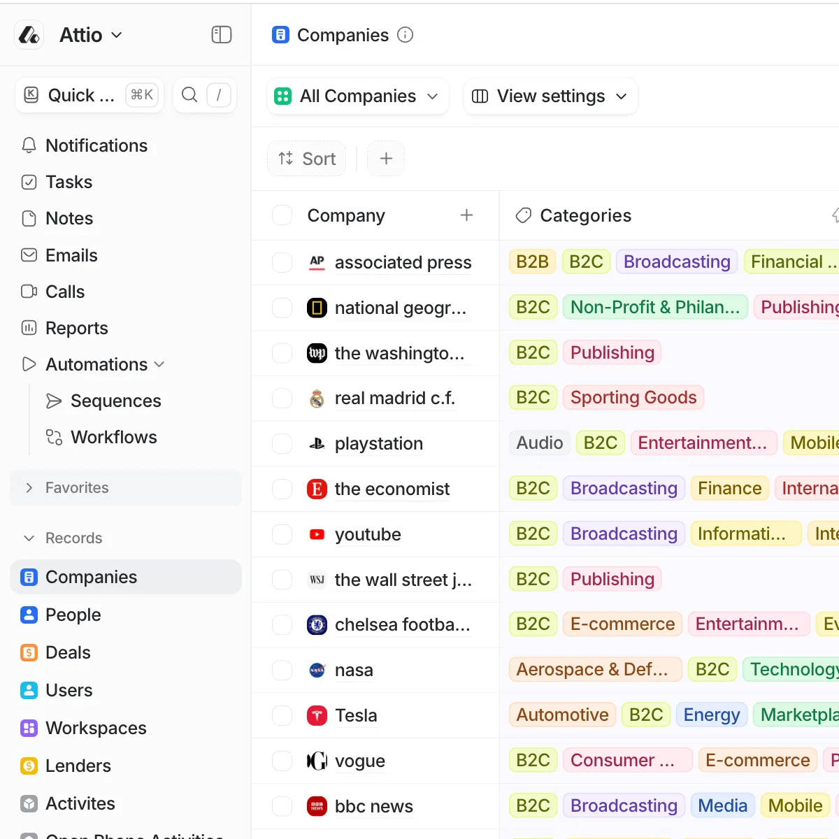 Attio Companies Example