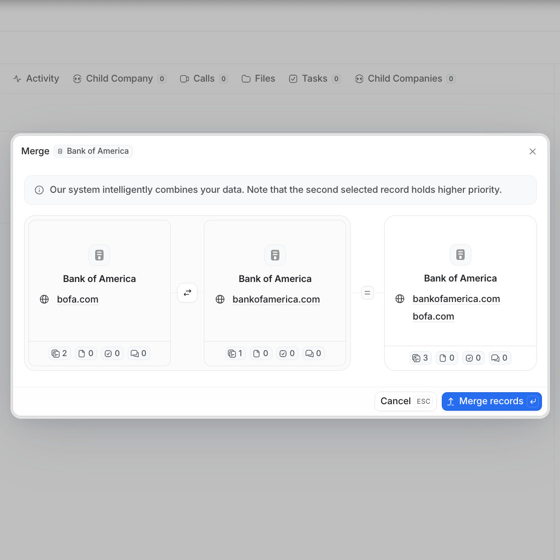 Attio merge modal